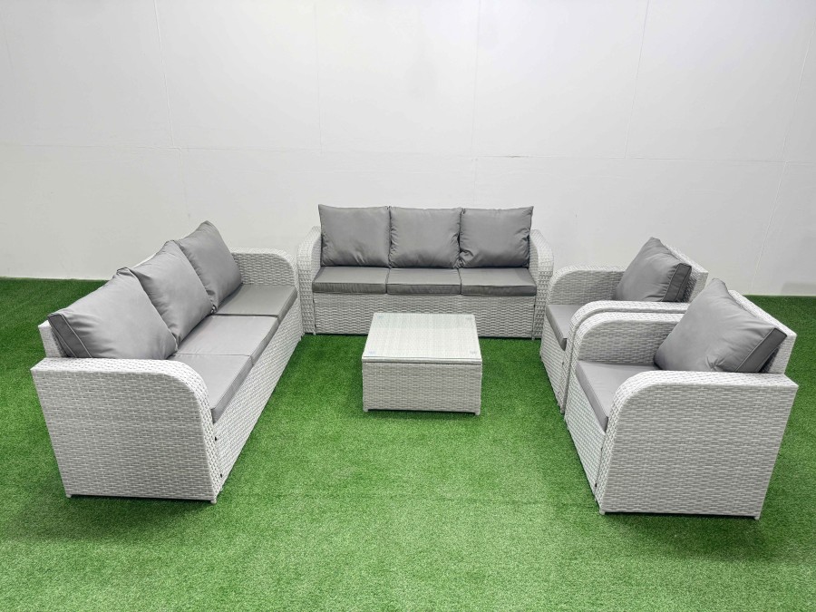 Click to view product details and reviews for Fimous Pe Rattan High Back Lounge Sofa Set Patio Square Coffee Table Chairs Set With 3 Seater Sofa Reclining Chair Light Grey. Click to view product details and reviews for Fimous Pe Rattan High Back Lounge Sofa Set Patio Square Coffee Table Chairs Set With 3 Seater Sofa Reclining Chair Light Grey.