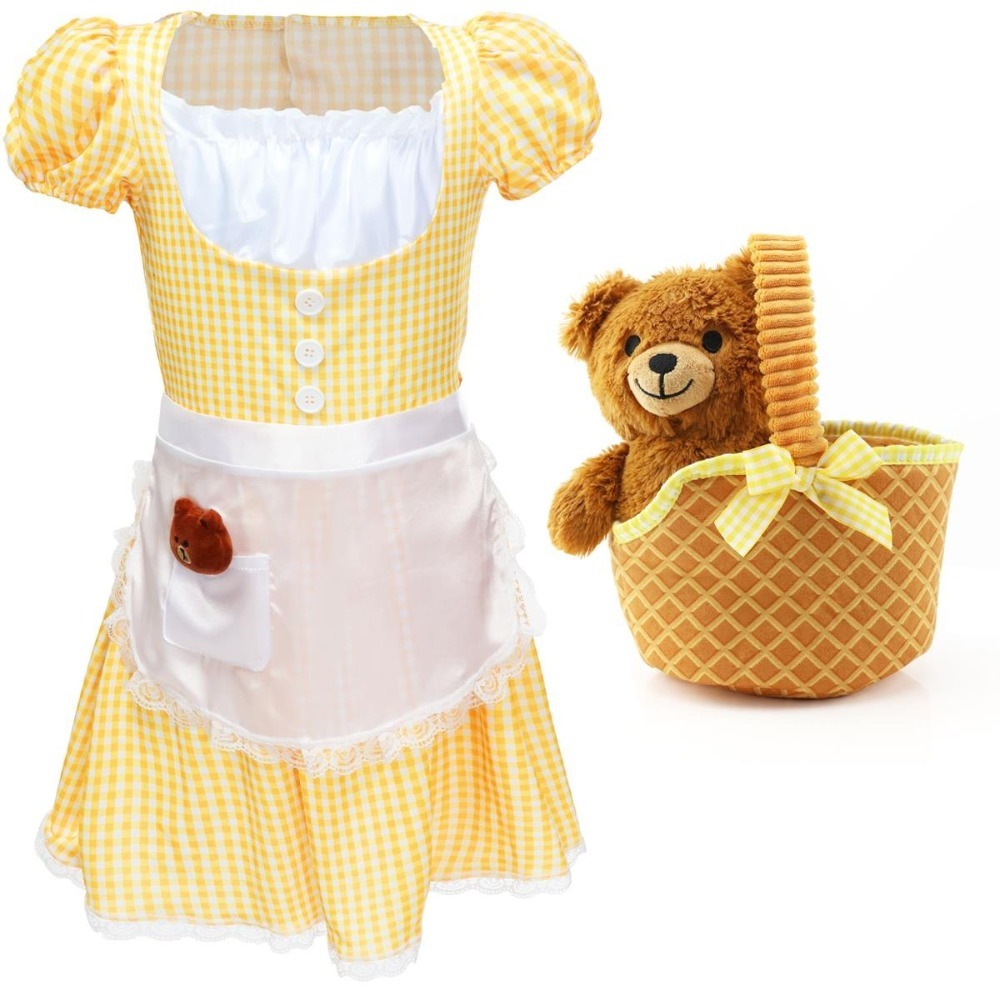 Click to view product details and reviews for Girls Goldilocks Costume 3 Pcs Dress Soft Basket Bear Large.