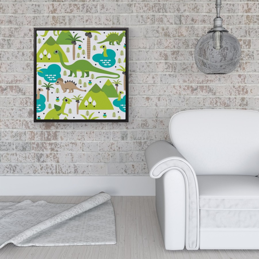 Click to view product details and reviews for Baby Dinosaur Print Framed Canvas 16 X 16 Black.