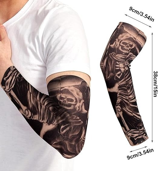 Ibiza Final Boss Costume Accessory Set | 5 Pcs | Wig, Chain, Aviator Sunglasses, Goatee & Tattoo Sleeves