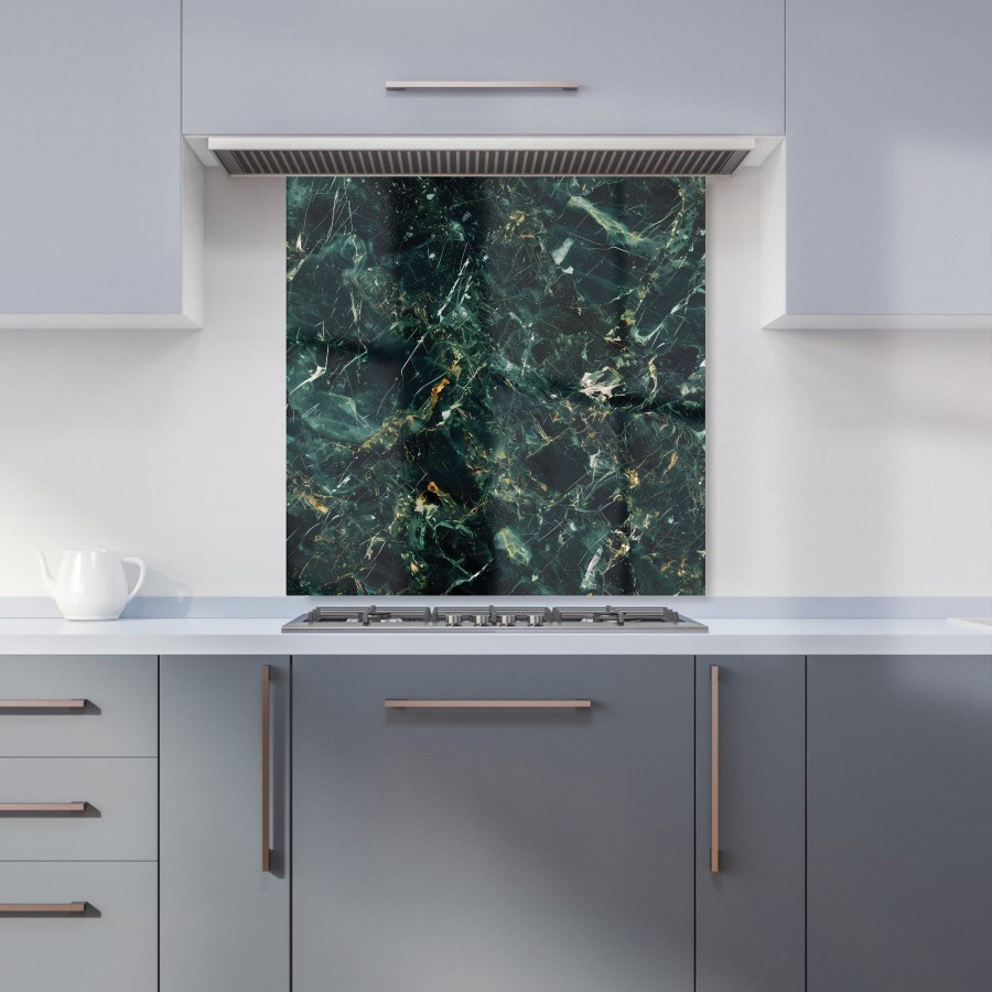 Click to view product details and reviews for Deepest Green Quartz Effect Kitchen Splashback W600mm X H600mm.