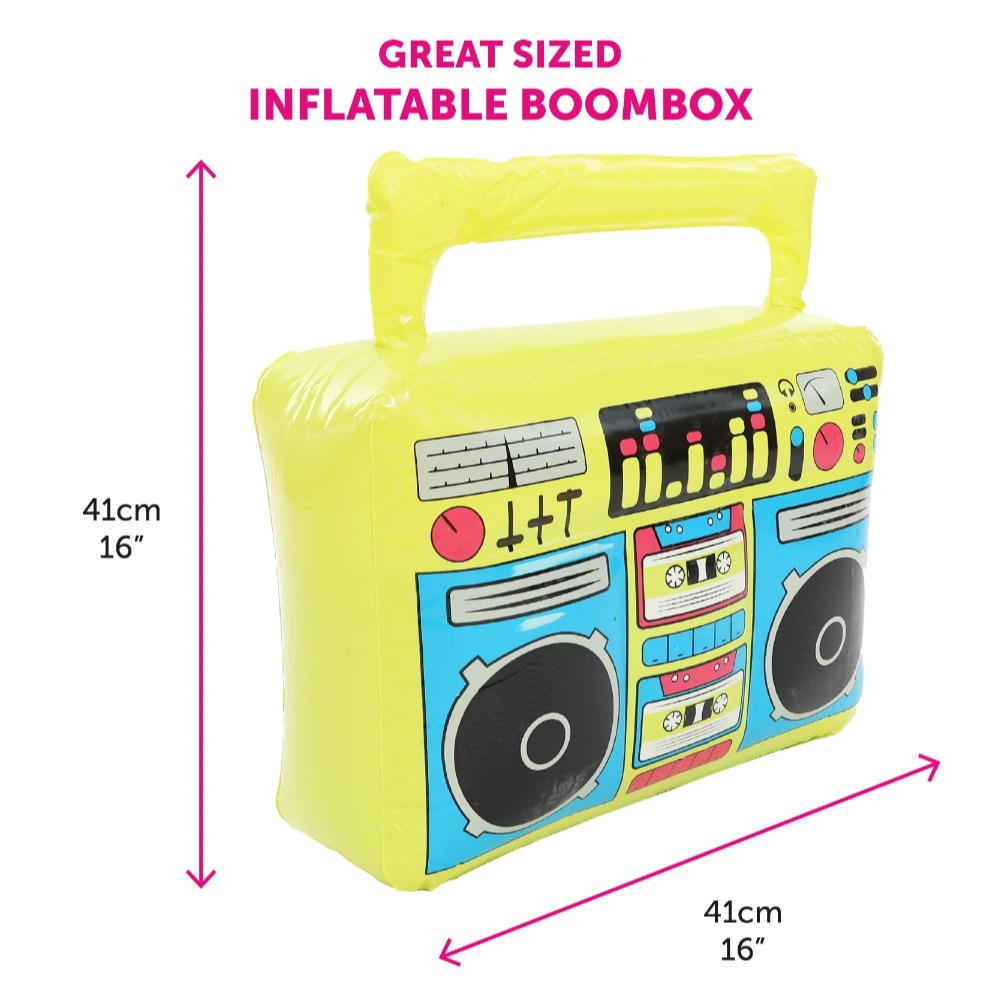 Adults 80’s Costume | 5 Pcs | T-Shirt, Glasses, Inflatable Boombox & Orange Sweatbands