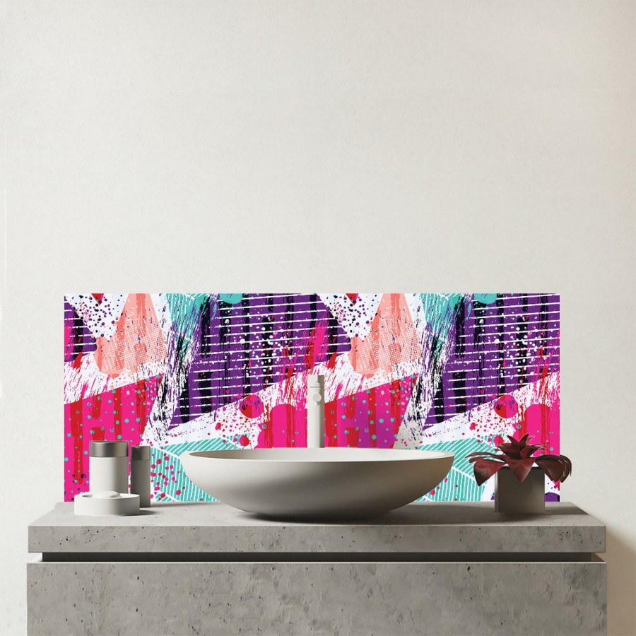 Click to view product details and reviews for Shabby Geometric Pattern Glass Bathroom Splashback.