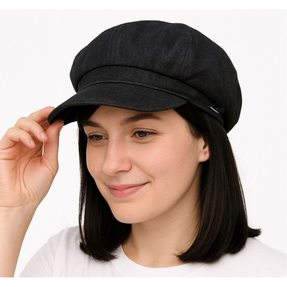 Click to view product details and reviews for Fashionable Baker Boy Hat Denim Charcoal.