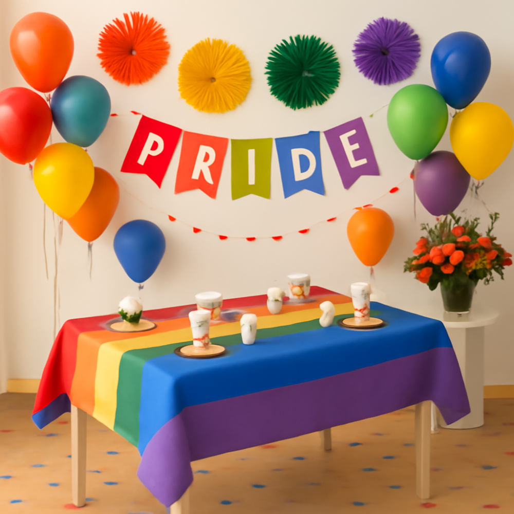Pride Flag Table Cover | Rainbow Partyware | 3 X 5FT Polyester Table Cover