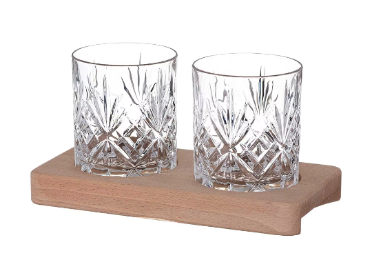 Click to view product details and reviews for Chatsworth Whisky Tumblers With Wooden Tray Set Of 2.