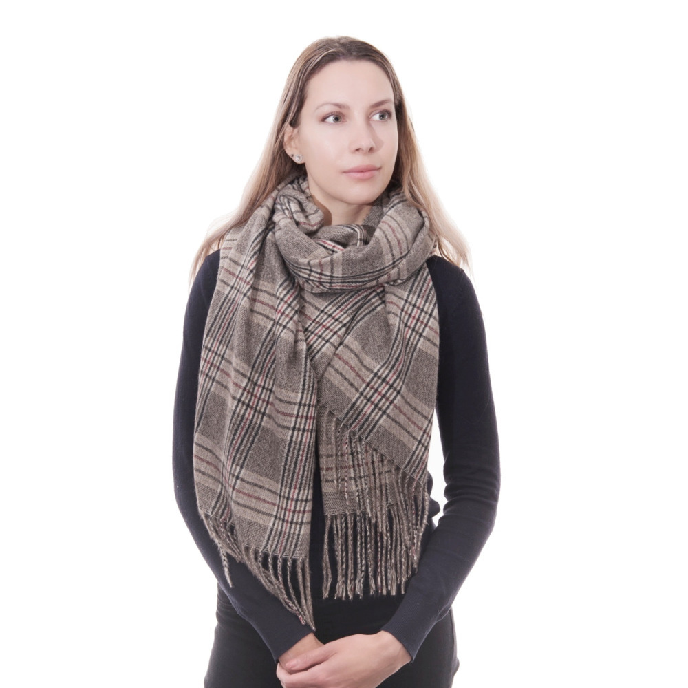 Checked Scarf Supersoft Signature Luxoruous Accessory Gift Packaged - Brown