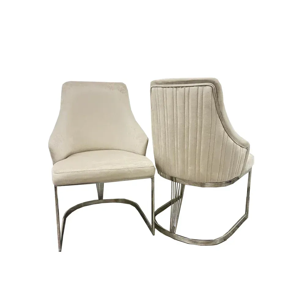 Chelmsford cream dining chair with chrome base (set of 2)