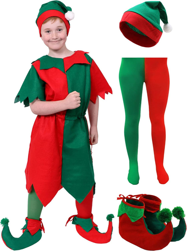 Childs Elf Costume Christmas Fancy Dress
