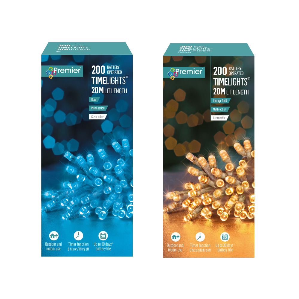 Christmas Decorative TimeLights Multi Action 20M Festive Indoor/Outdoor 200 LED