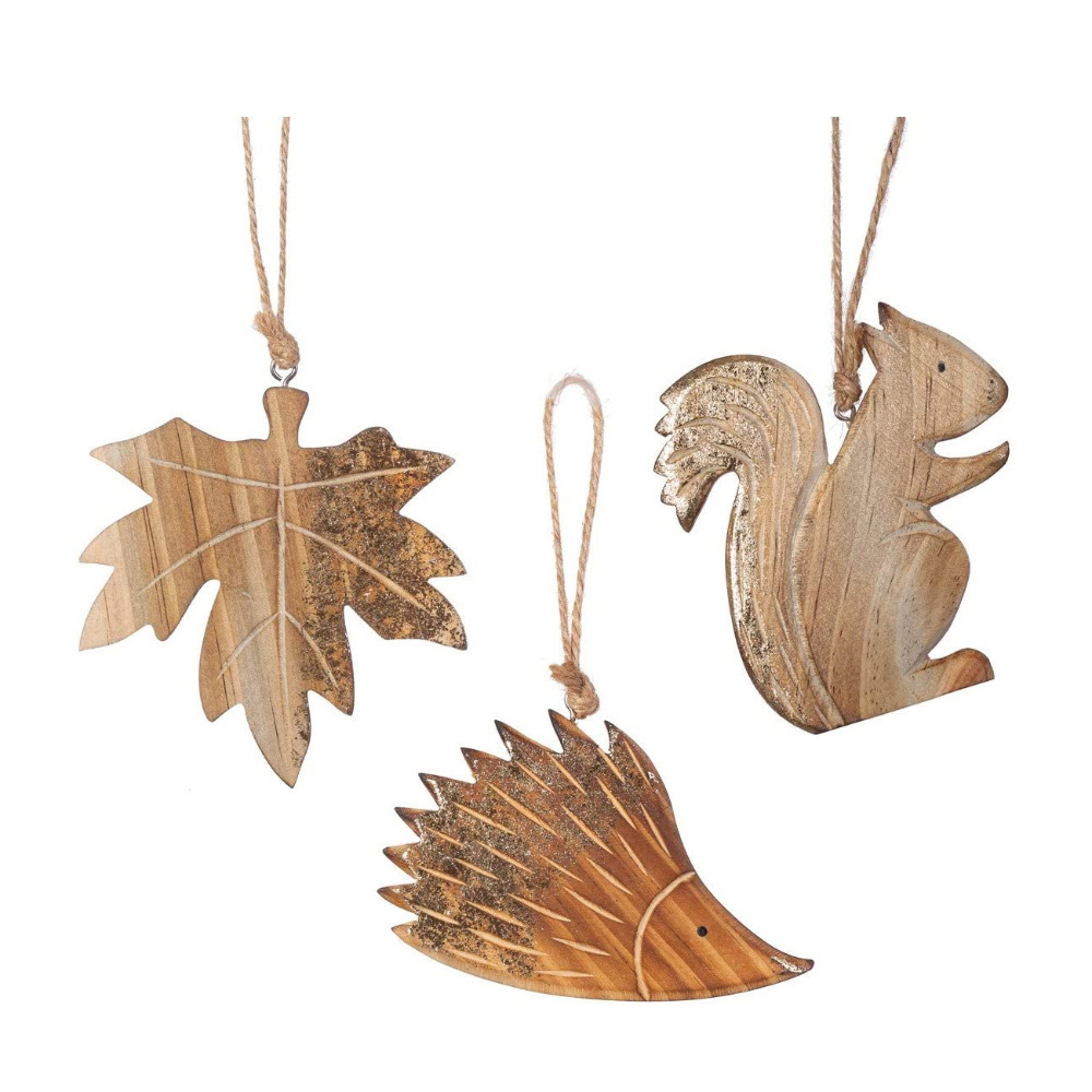 Set Of 3 Woodland Hanging Decorations Sass And Belle