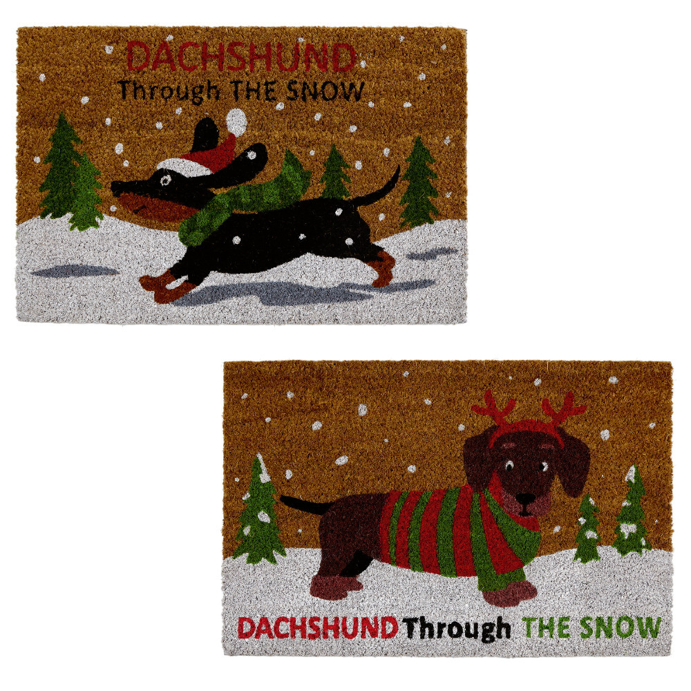Christmas Sausage Dog Doormat Indoor/Outdoor Dachshund Assorted Design 40x60cm