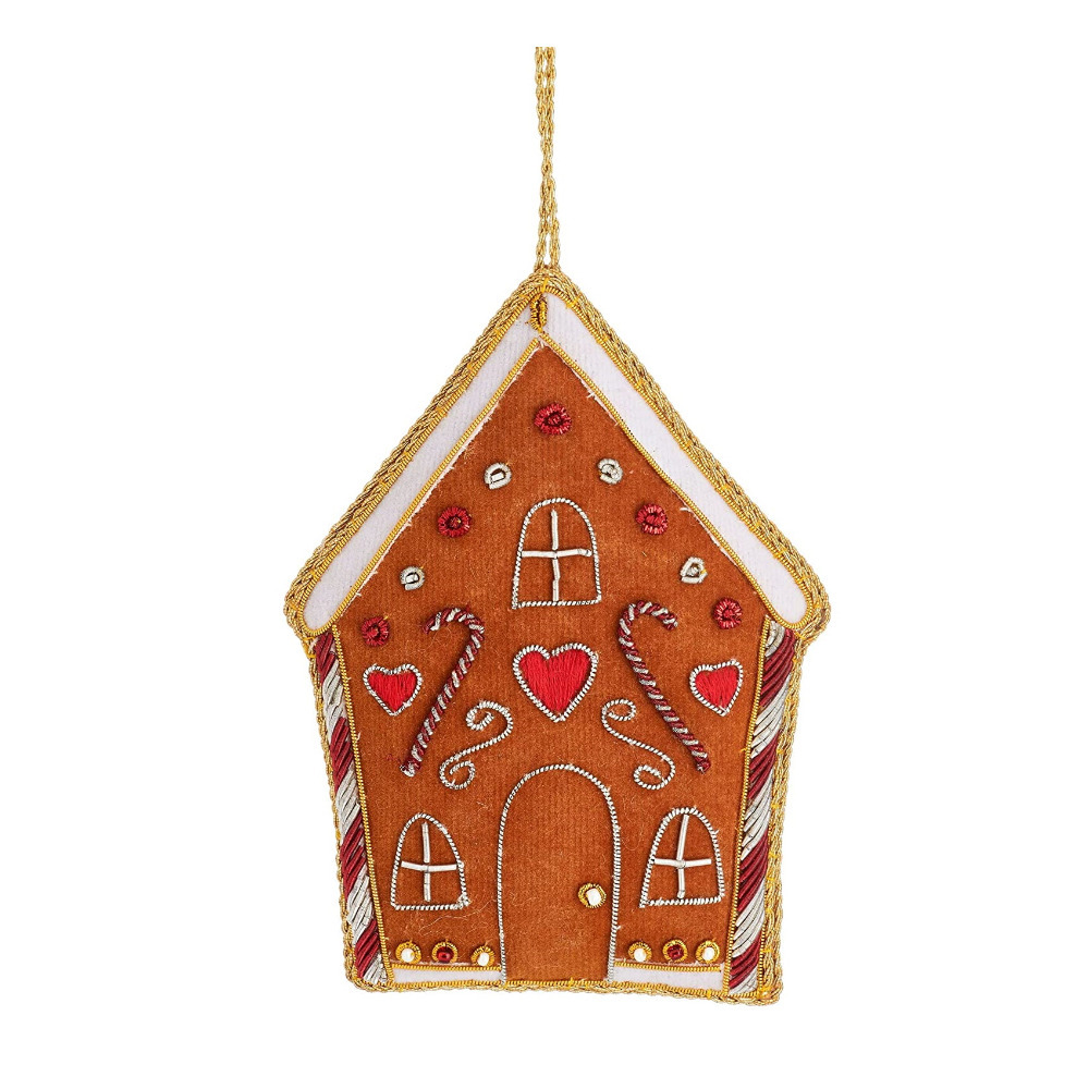 Christmas Tree Decoration Festive Gingerbread House Zari Bauble Sass & Belle