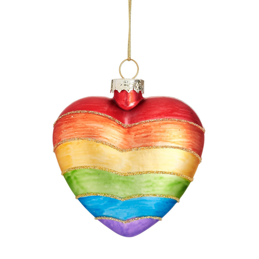 Click to view product details and reviews for Rainbow Heart Christmas Bauble Sass Belle.
