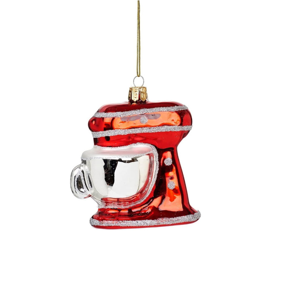 Christmas Tree Decoration Festive Red Food Mixer Glass Bauble Sass & Belle