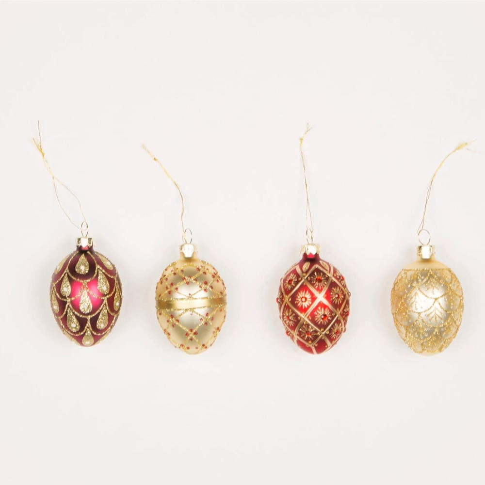 Christmas Tree Decorations Festive Heriloom Oval Glass Baubles Set Sass & Belle