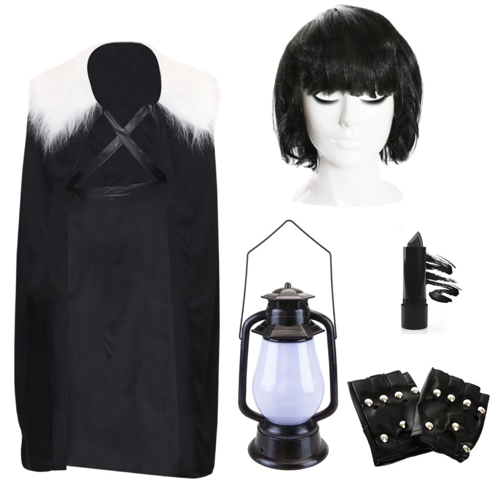 Adults Traitor Claudia Costume | 5 Pcs | Cape, Wig, Gloves, Lipstick & Lantern
