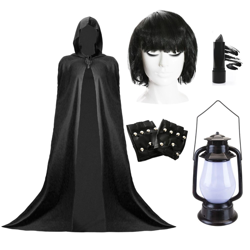 Adults Traitor Claudia Costume | 5 Pcs | Hooded Cape, Wig, Gloves, Lipstick & Lantern