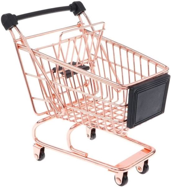 Copper Apollo Miniature Shopping Trolley Desk Storage Cart Stationary