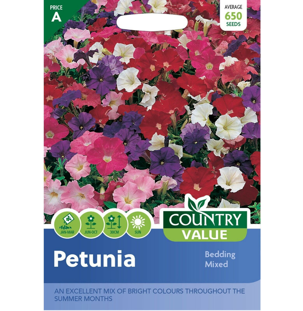Country Value Petunia Bedding Mixed Grow Your Own Garden Flowers Seeds Packet