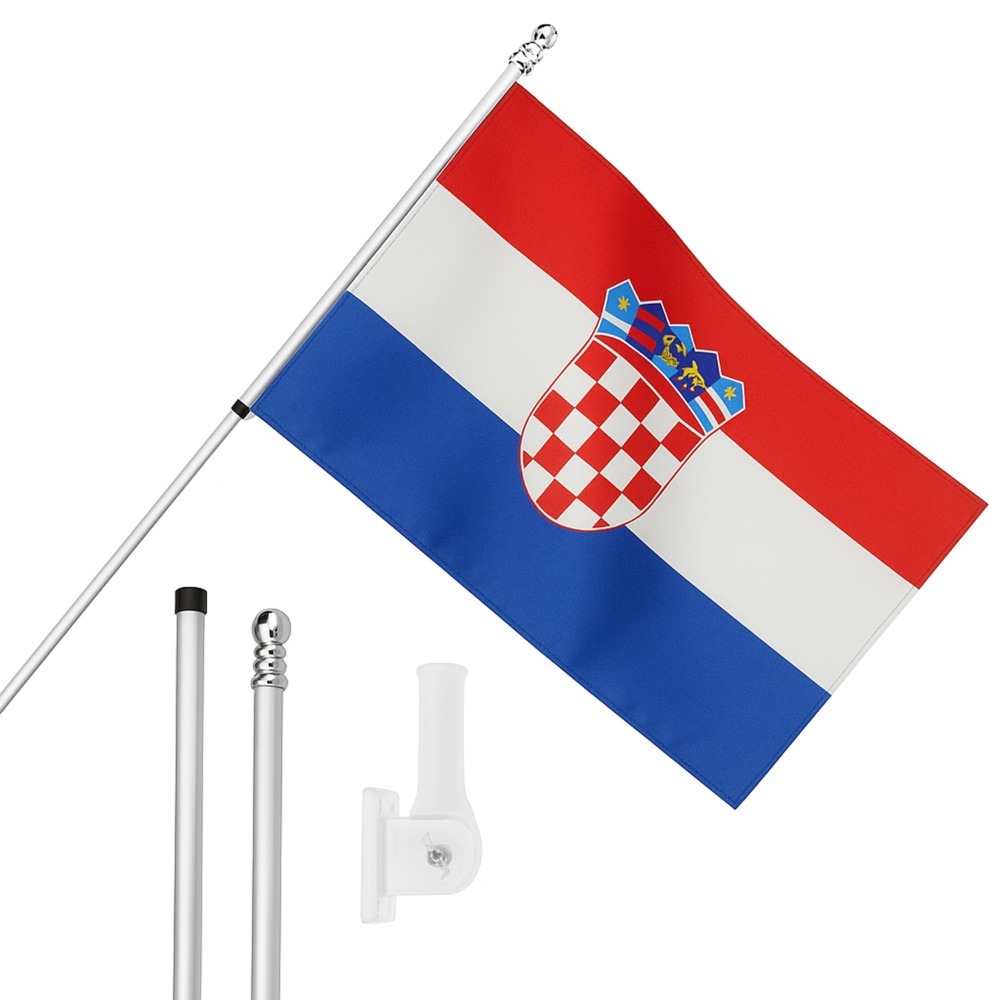 Click to view product details and reviews for Large 5ft X 3ft Croatia Flag With 6ft Pole Wall Bracket.