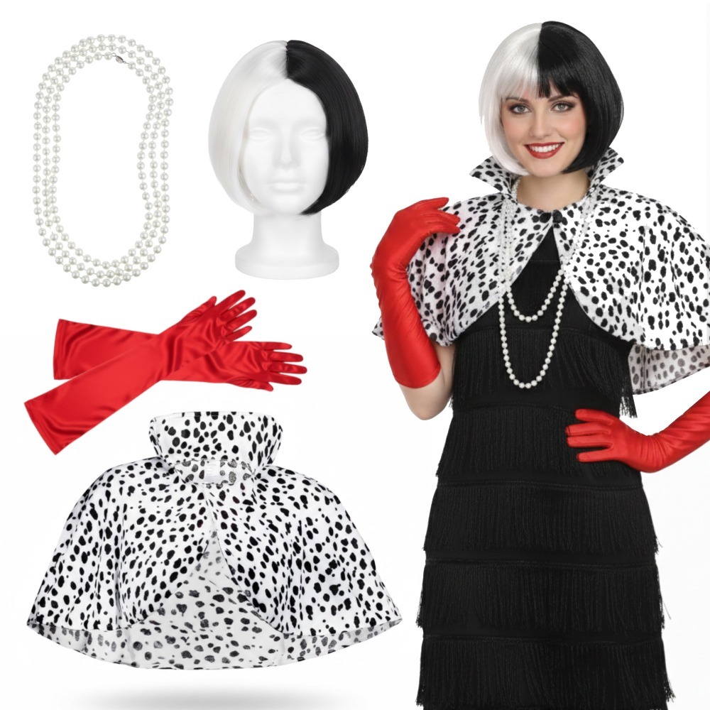 Click to view product details and reviews for Evil Dog Lady Accessory Set 4 Pcs Cape Bob Wig Gloves Necklace Standard.