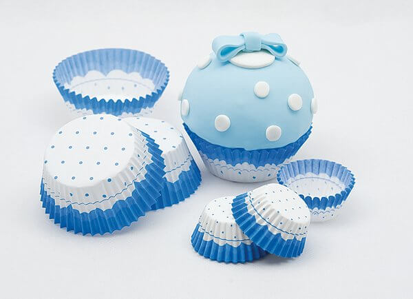 Cup Cake Cases Blue & White Small 3 x 2cm