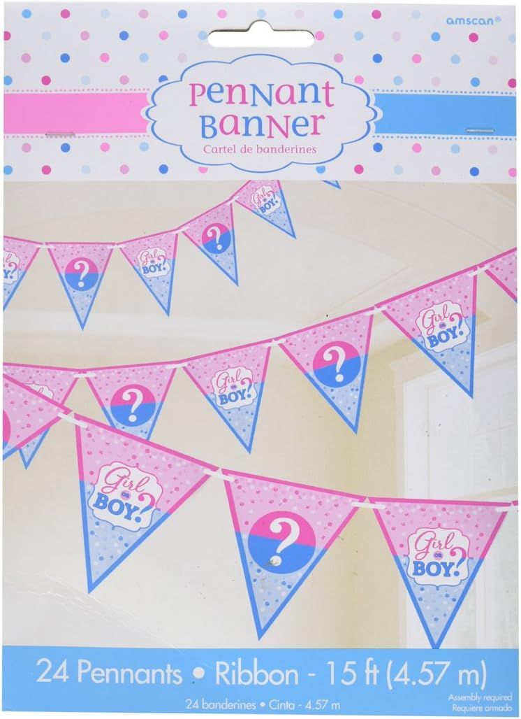 Click to view product details and reviews for Pennant Flag Baby Shower Reveal Banner 45m. Click to view product details and reviews for Pennant Flag Baby Shower Reveal Banner 45m.