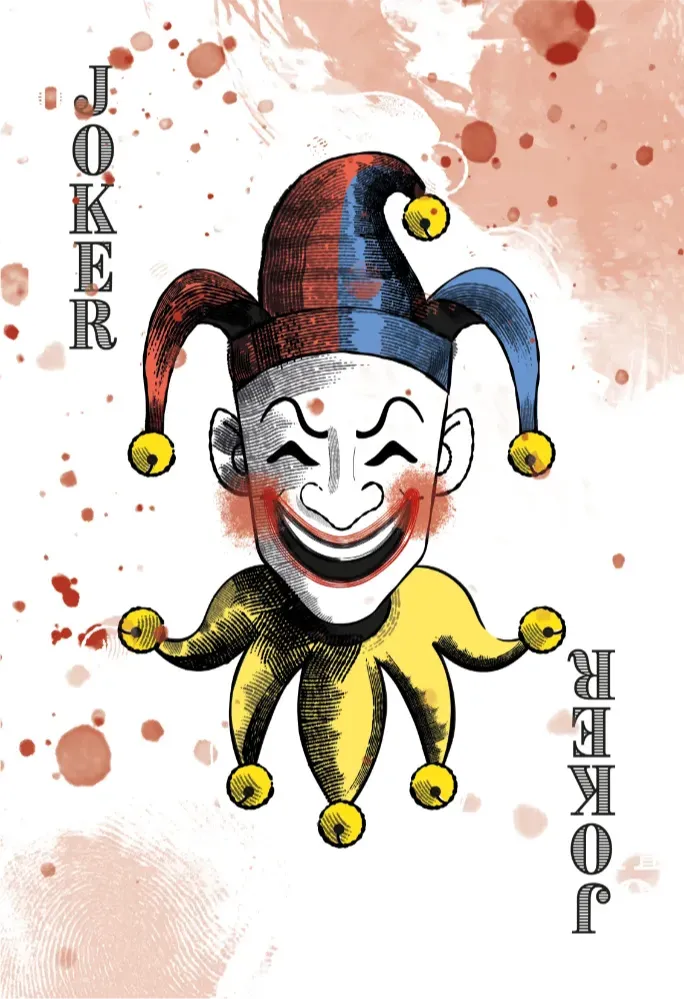 Men's Laughing Man Black Suit Costume with Business Card