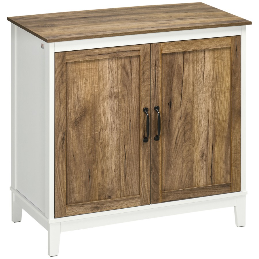 Homcom Farmhouse Storage Cabinet Storage Cupboard Sideboard With 2 Doors