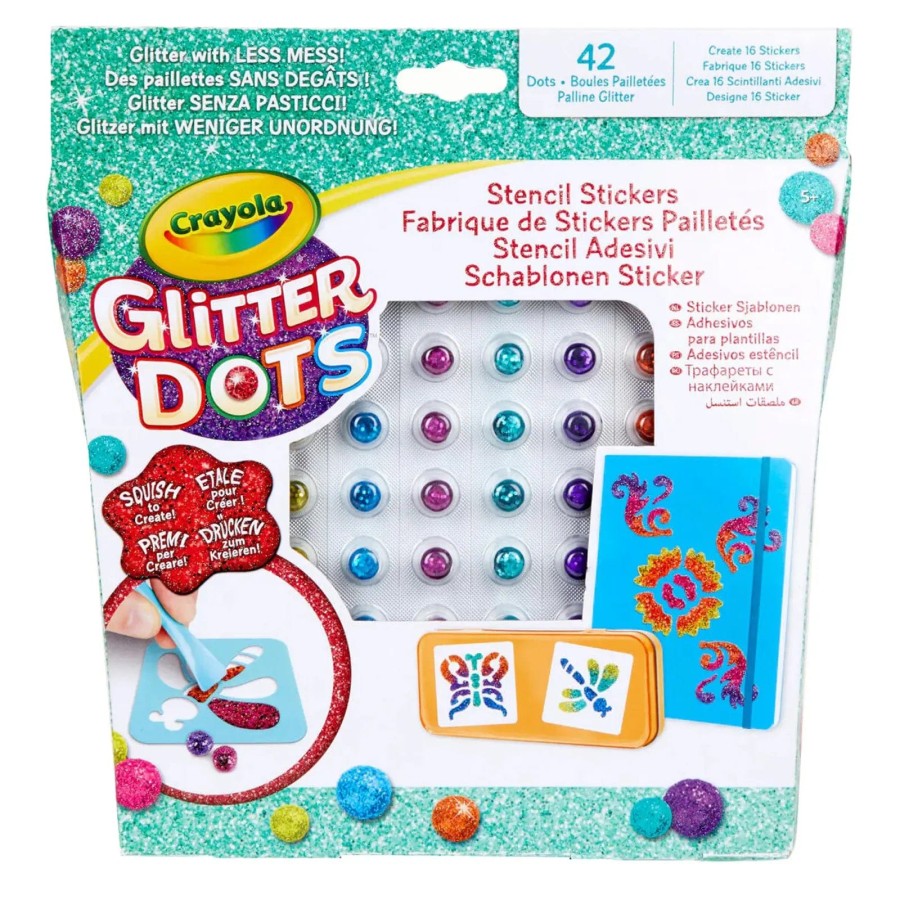 Crayola 42 Glitter Dots Stencil Stickers Set Less Mess Arts Crafts