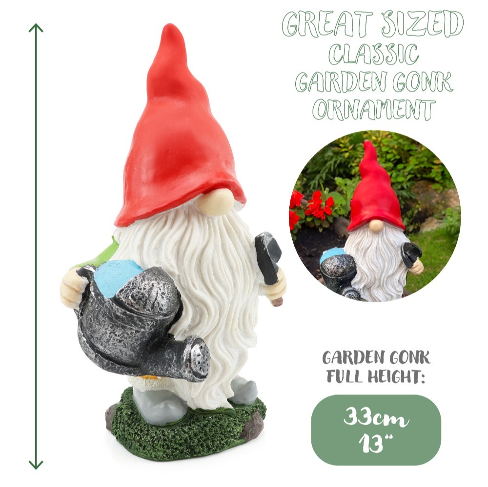 2 Pack Garden Gonk Ornaments (33cm & 22cm) – Resin Gnome Decorations with Solar Light for Outdoor or Indoor Use