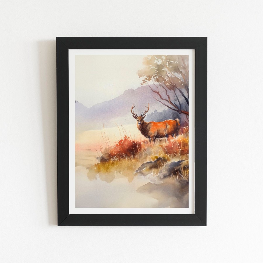 Click to view product details and reviews for Stag Deer Water Colour Art Prints 8 X 10 Black Frame.