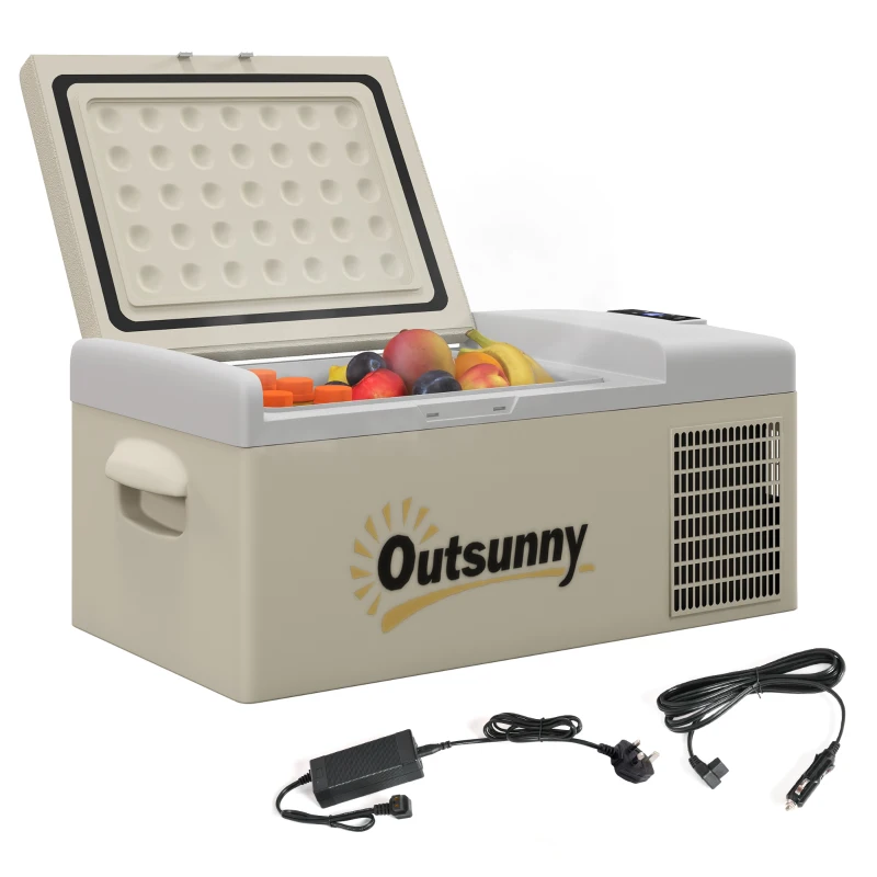 Click to view product details and reviews for 16l Car Fridge Freezer Portable Car Refrigerator With 12v 24v Dc And 100 240v Ac Khaki Outsunny.