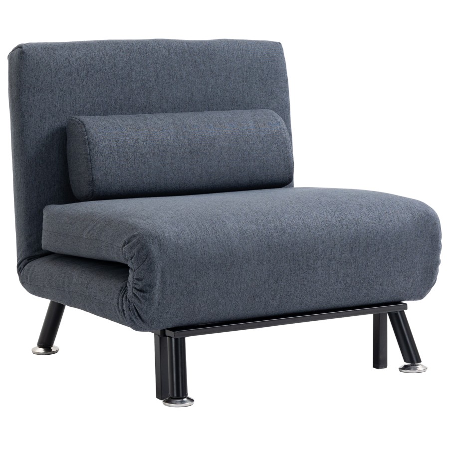 HOMCOM Single Folding 5 Position Convertible Sleeper Chair Sofa Bed Dark Grey