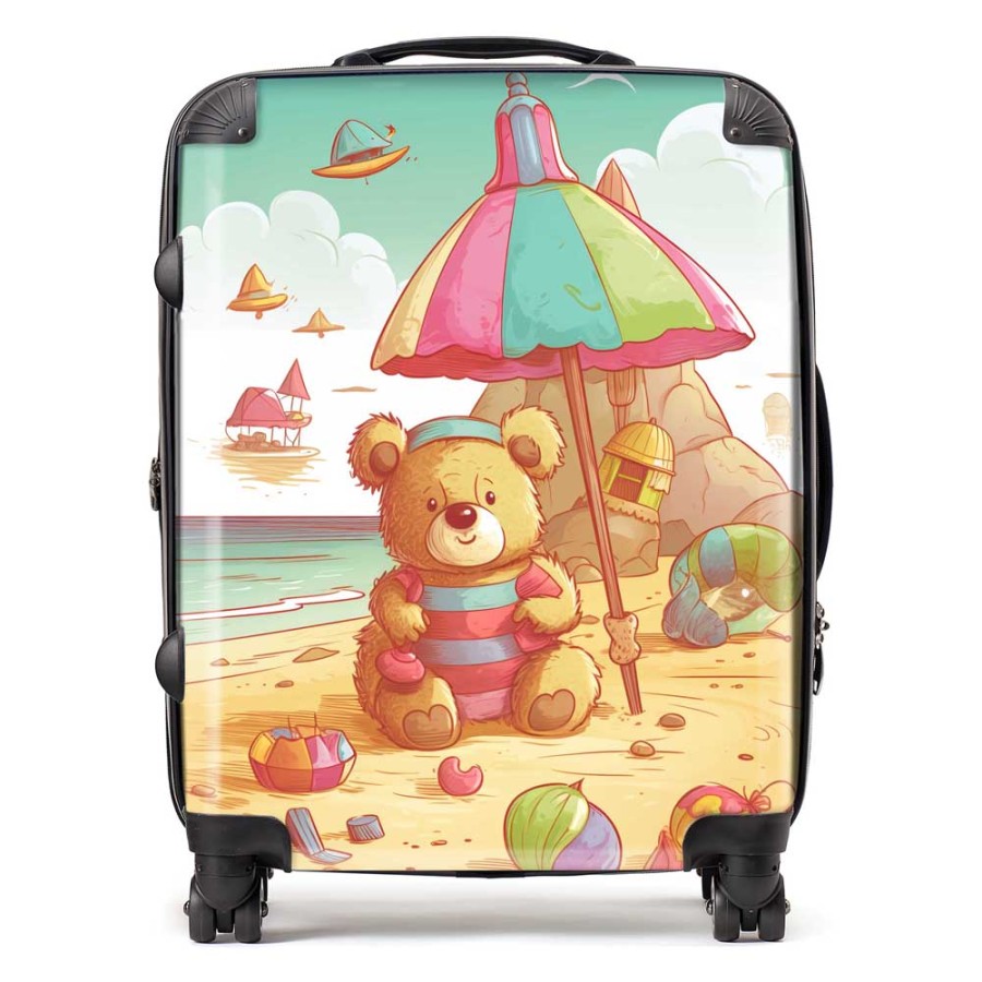 Click to view product details and reviews for Lucky Teddy Bear On A Beach Holiday Suitcase Large.
