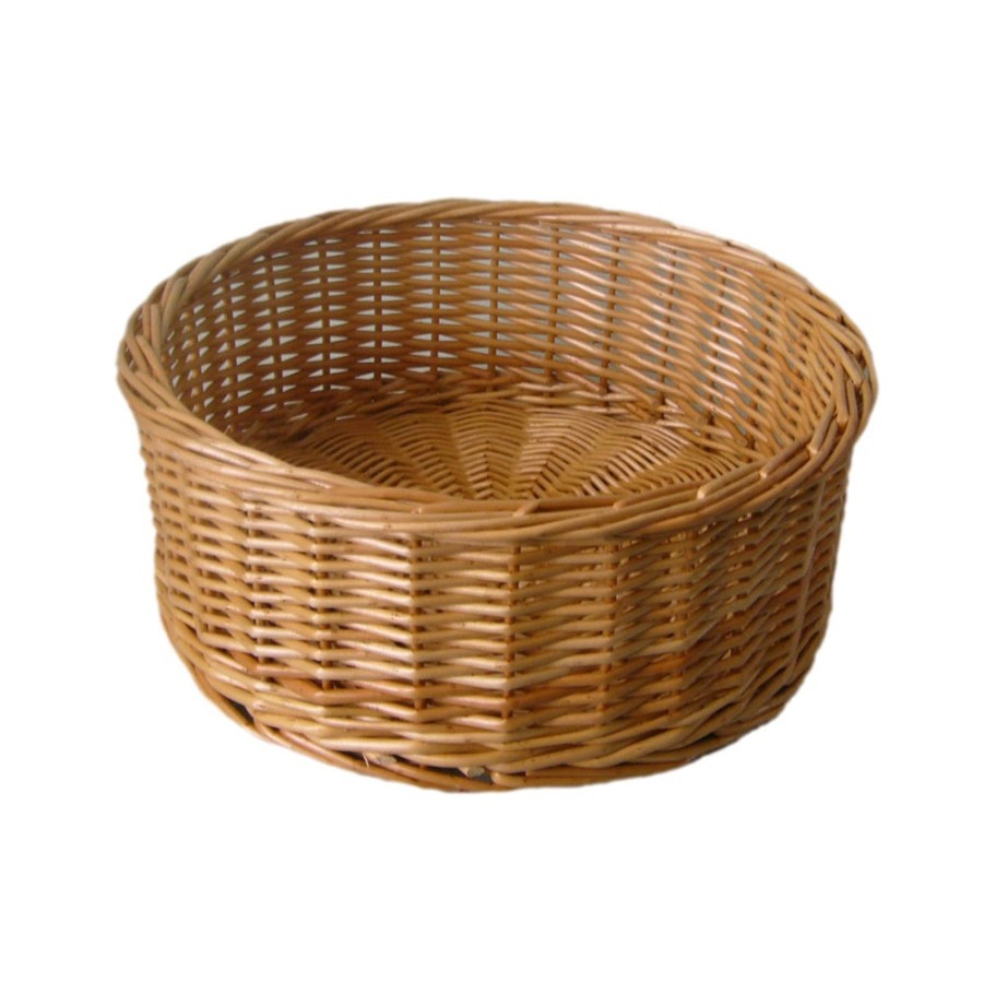 Red Hamper Round Straight-Sided Wicker Tray - Large