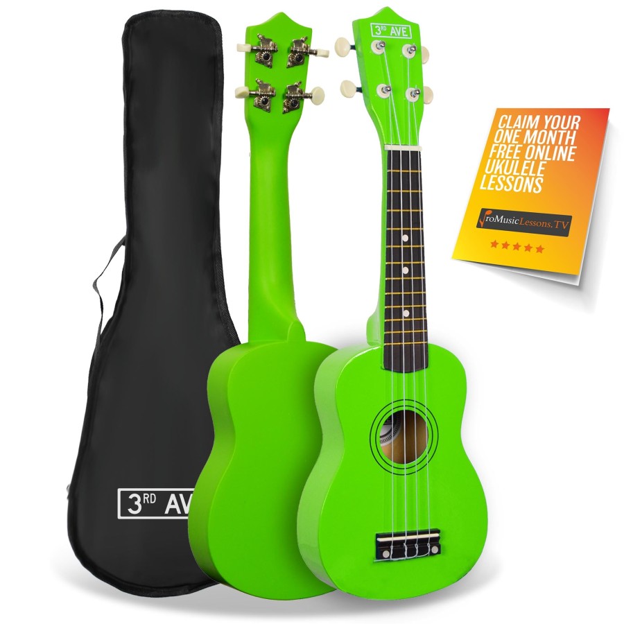 Click to view product details and reviews for 3rd Avenue Soprano Ukulele With Bag Green.