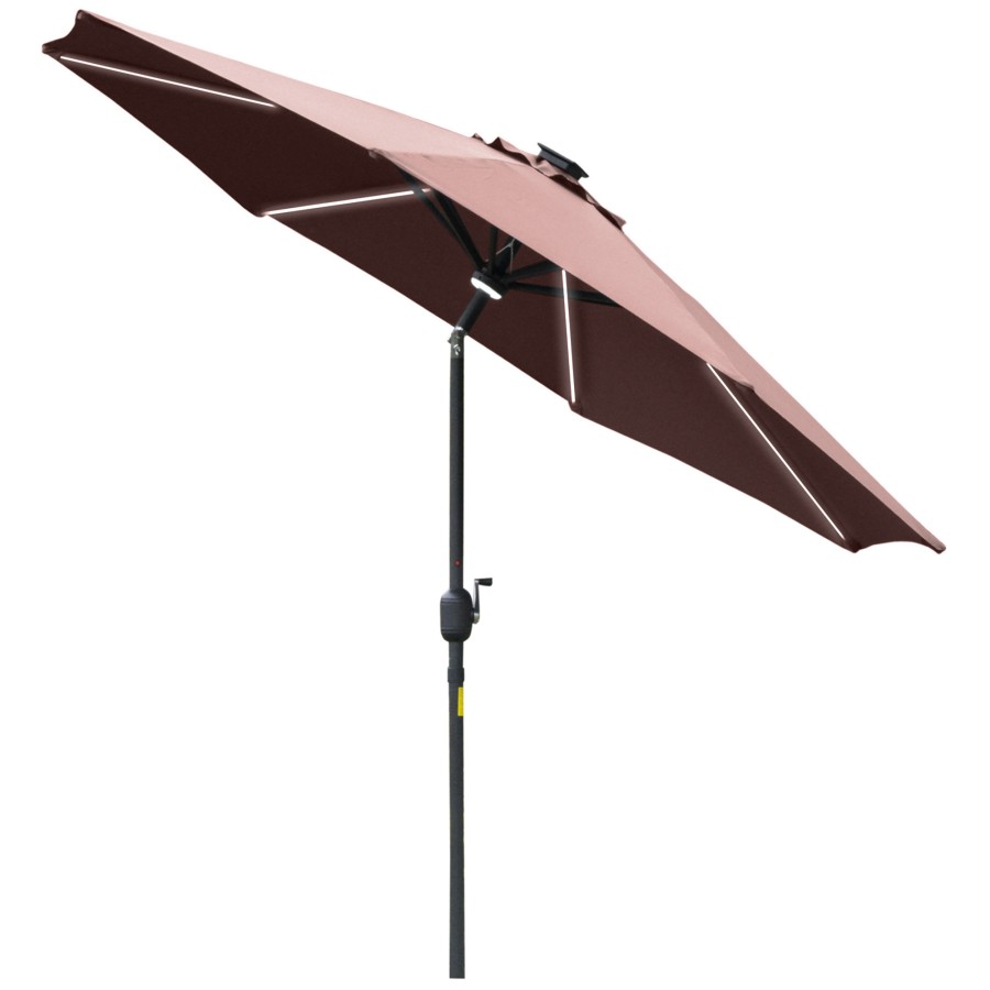 Click to view product details and reviews for Outsunny 27m Garden Parasol Summer Shelter W Led Solar Light Crank Tilt Coffee.