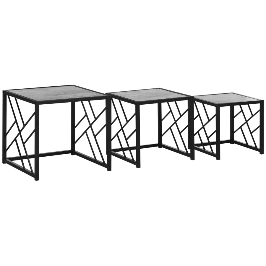 Click to view product details and reviews for Homcom Set Of 3 Nesting Coffee Tables Square End Tables W Metal Frame Grey.