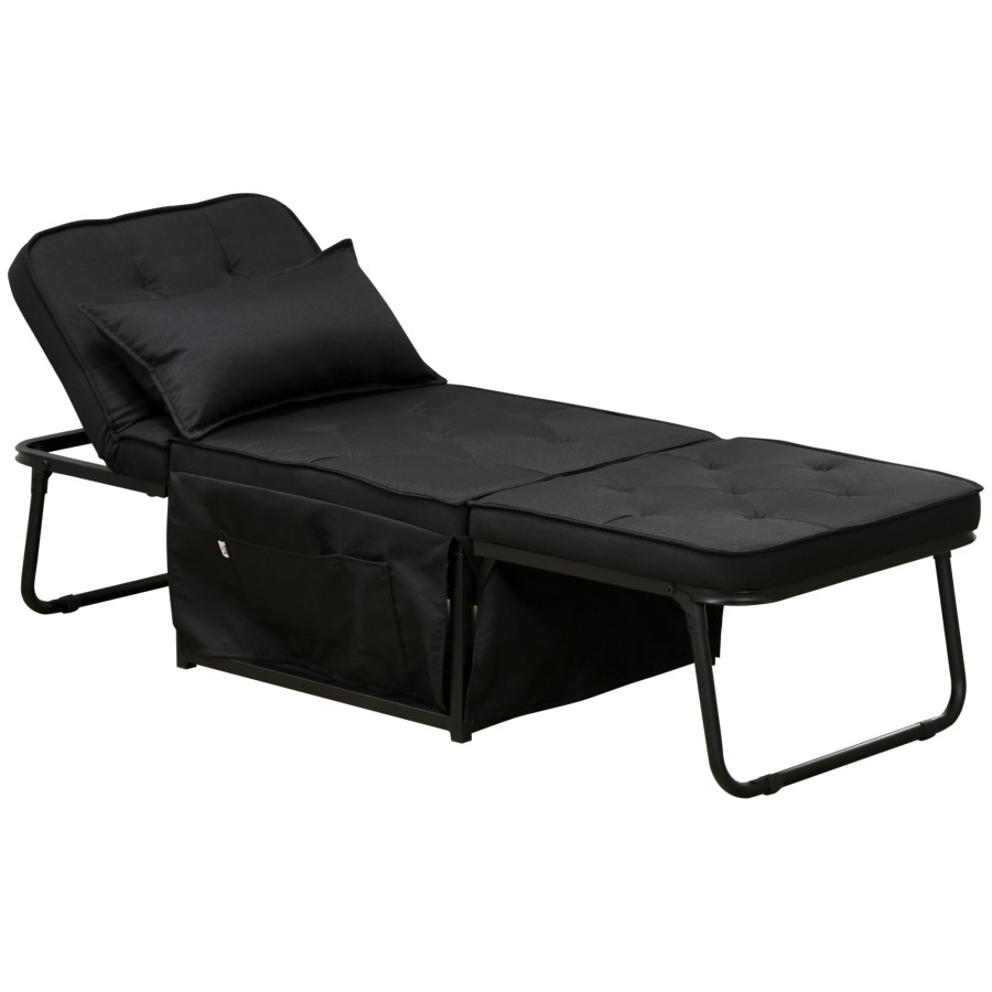 Click to view product details and reviews for Homcom Folding Chair Bed 4 In 1 Convertible Sleeper Chair With Adjustable Backrest Pillow Side Pockets Armchair For Bedroom Living Room Black.