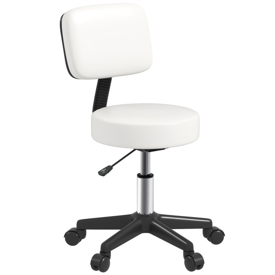 Click to view product details and reviews for Homcom Adjustable Swivel Salon Chair Padded Seat Back 5 Wheels White.