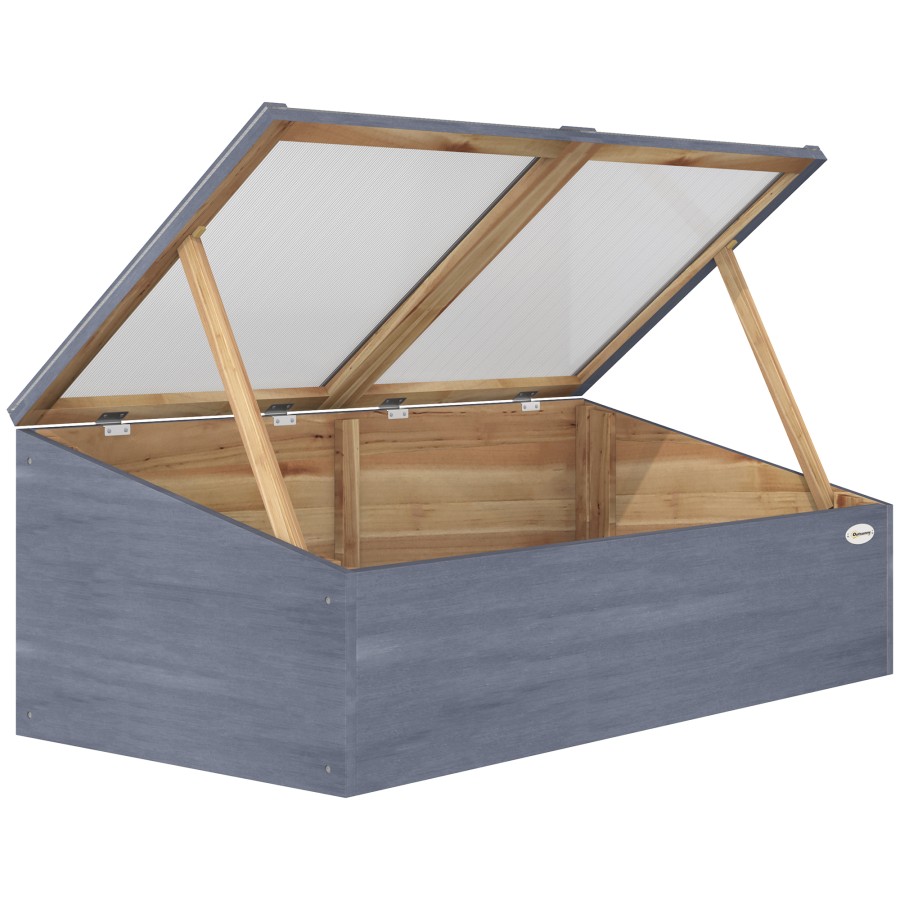 Click to view product details and reviews for Outsunny Wood Cold Frame Greenhouse Garden Polycarbonate Grow House Light Grey.
