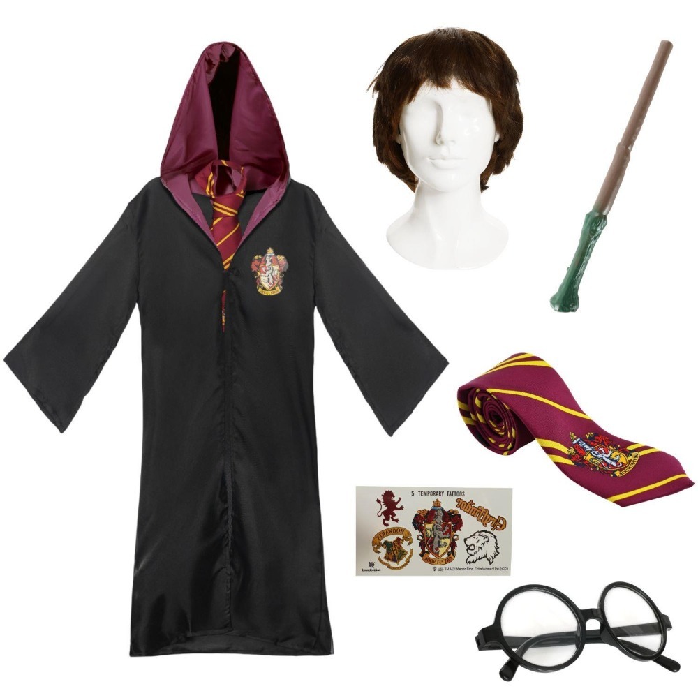 Click to view product details and reviews for Adults Harry Potter Costume 6 Pcs Robe Tie Wig Wand Glasses Tattoos Large.