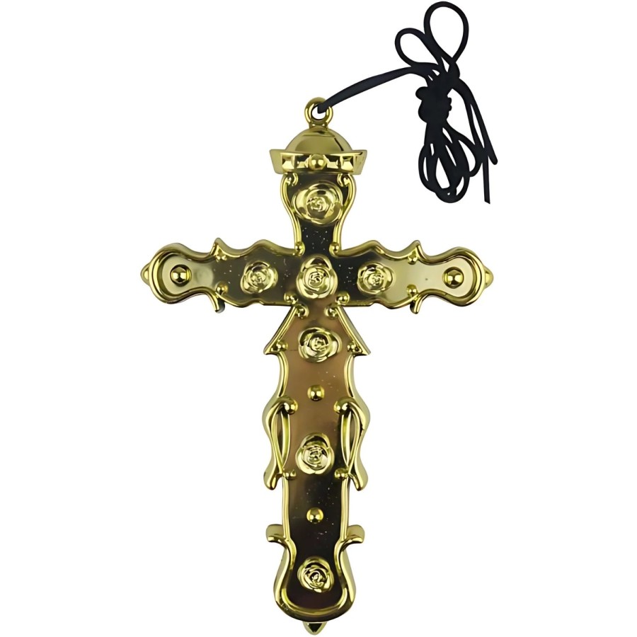 Click to view product details and reviews for Gold Fancy Dress Cross 16cm.
