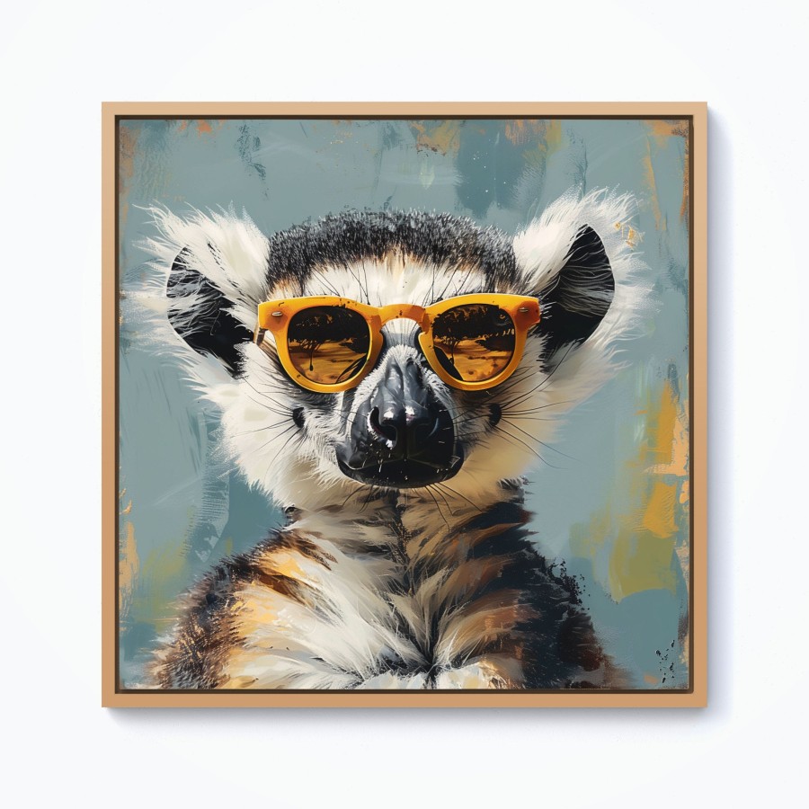 Click to view product details and reviews for Lemur In Glasses Framed Canvas 10 X 10 Pine.