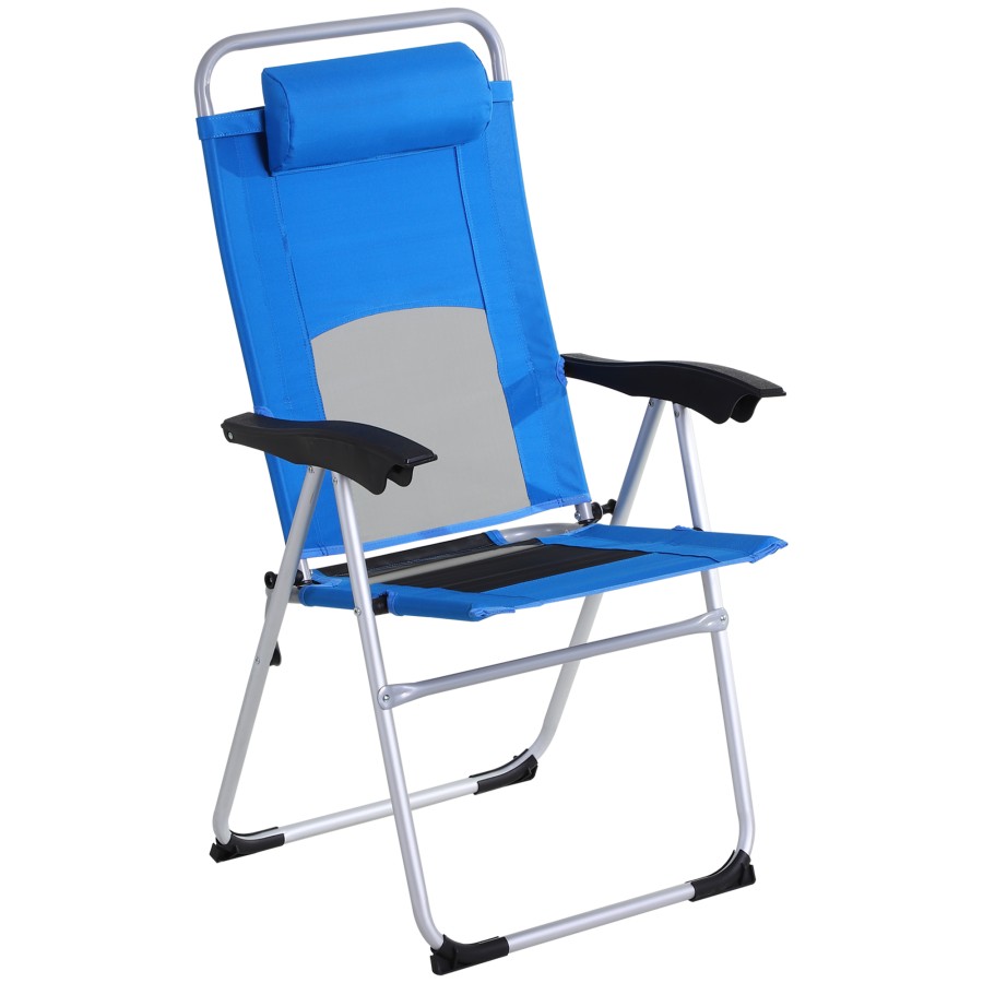 Click to view product details and reviews for Outdoor Garden Folding Chair Patio Armchair 3 Position Adjustable Recliner Reclining Seat With Pillow Blue Outsunny.