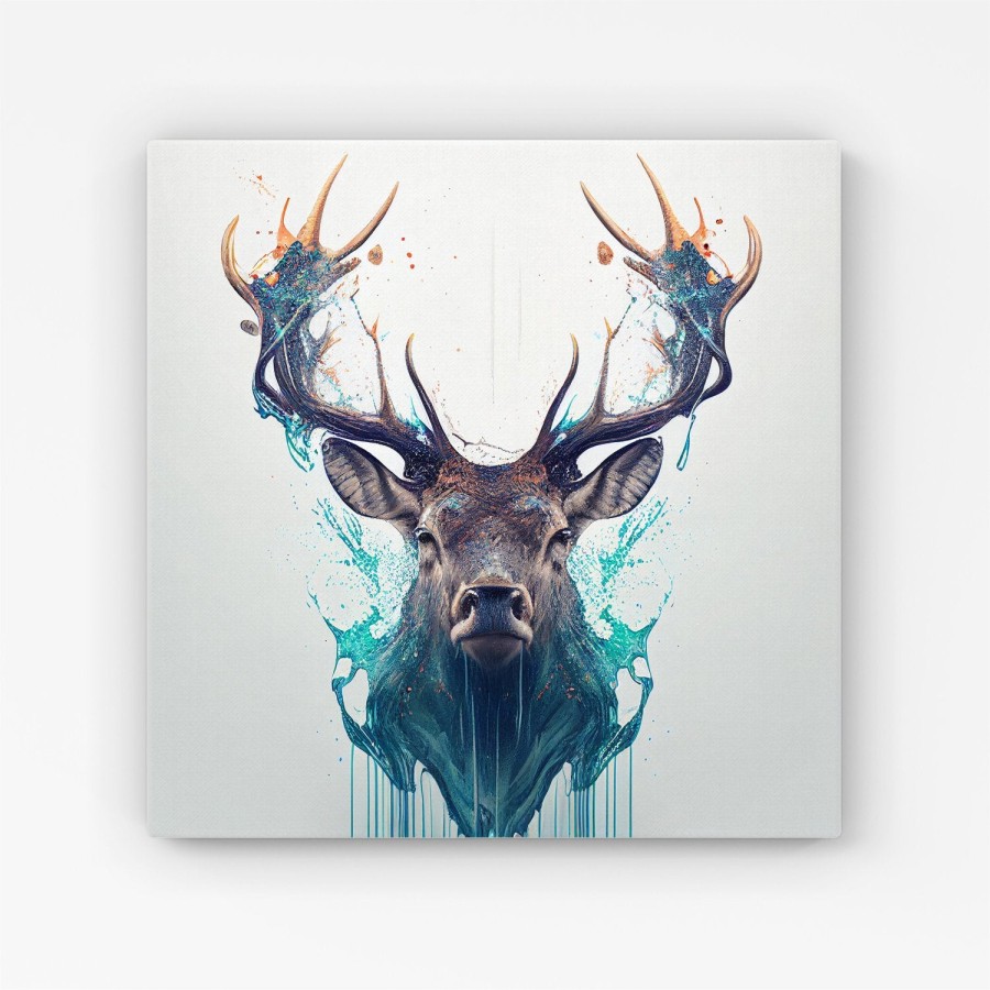 Click to view product details and reviews for Stag Face Splashart Canvas Extra Large 40 X 40.