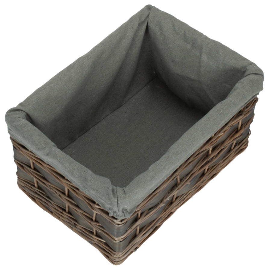 Red Hamper Grey Scandi Storage Basket With Grey Lining - Medium