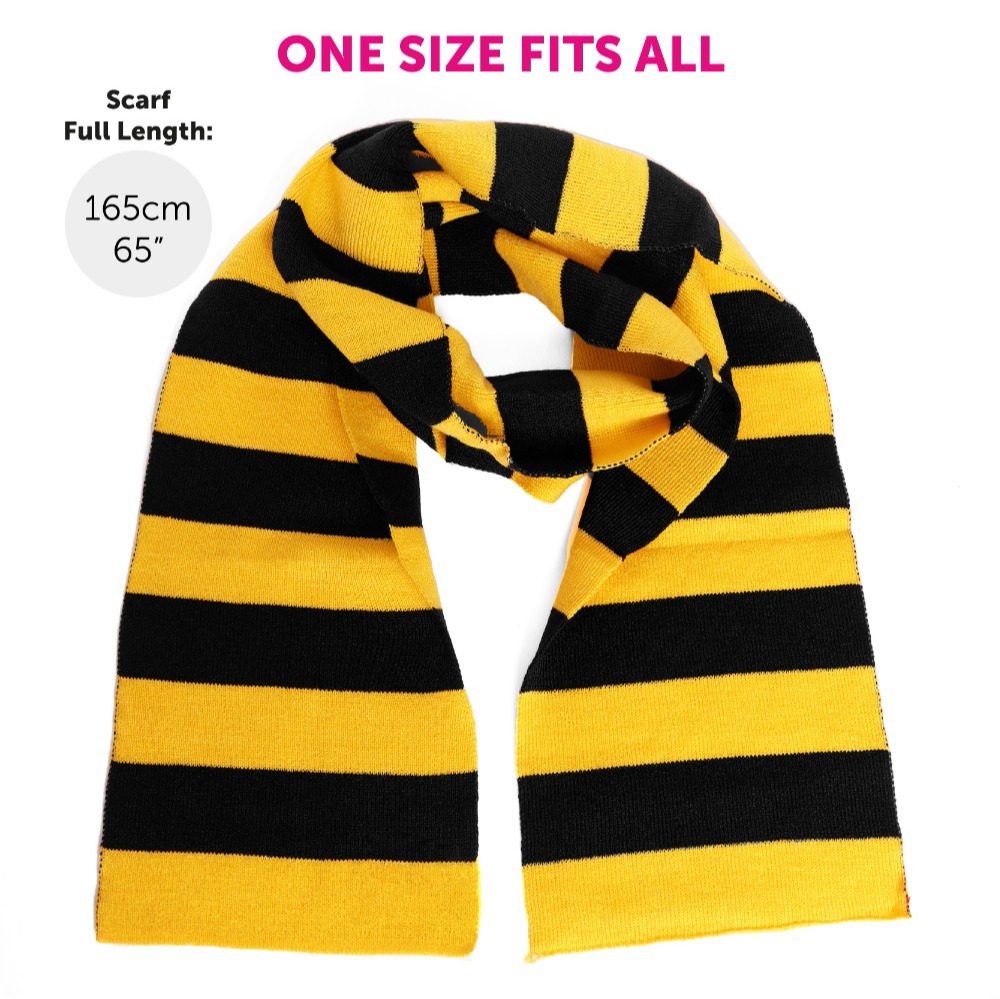 Kids Harry Potter Costume | 6 Pcs | Hufflepuff Cloak, Tie, Tattoos, Wand, Glasses & Scarf